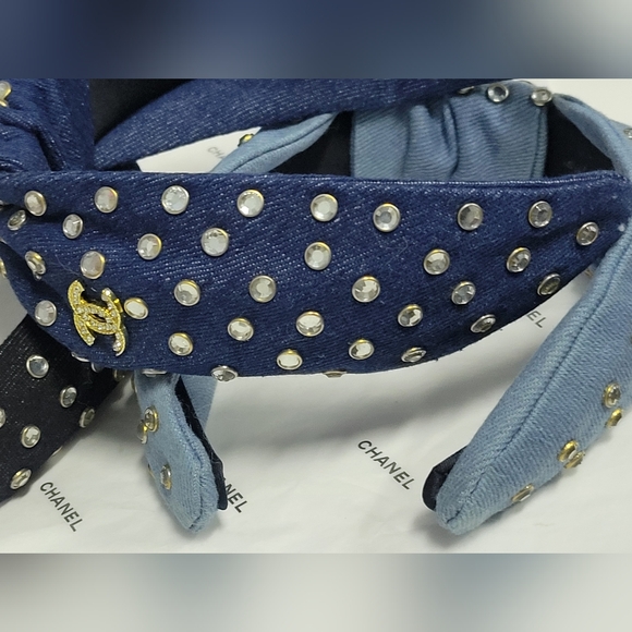 Studded Crystal Embellished Denim Headband, Choice Of One - Picture 3 of 12